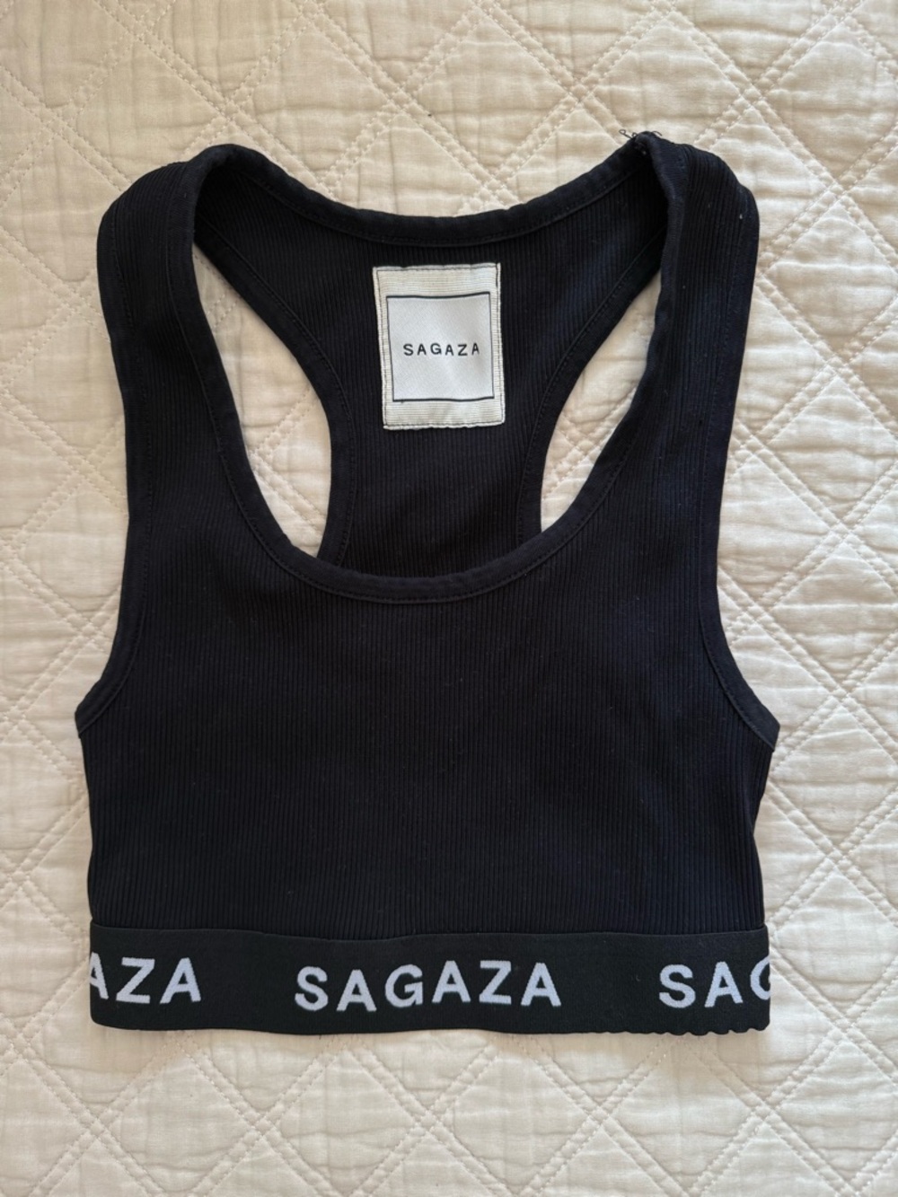 SAGAZA Black Ribbed Racerback "BLANCO" top